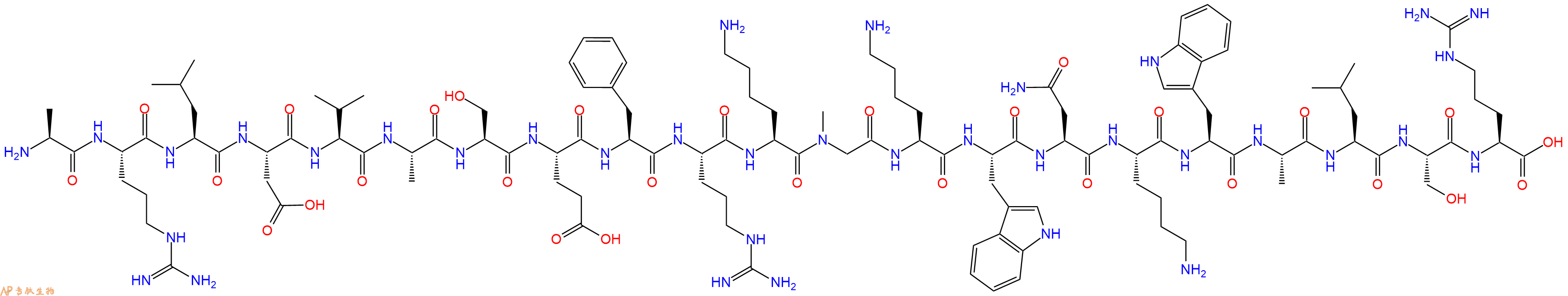 专肽生物产品H2N-Ala-Arg-Leu-Asp-Val-Ala-Ser-Glu-Phe-Arg-Lys-(NMe)Gly-Lys-Trp-Asn-Lys-Trp-Ala-Leu-Ser-Arg-COOH