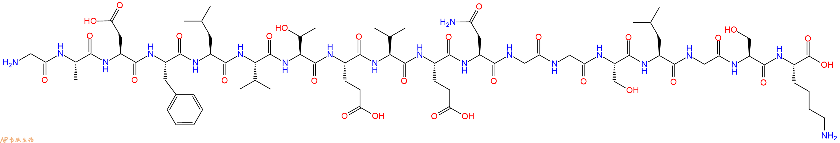 专肽生物产品H2N-Gly-Ala-Asp-Phe-Leu-Val-Thr-Glu-Val-Glu-Asn-Gly-Gly-Ser-Leu-Gly-Ser-Lys-COOH