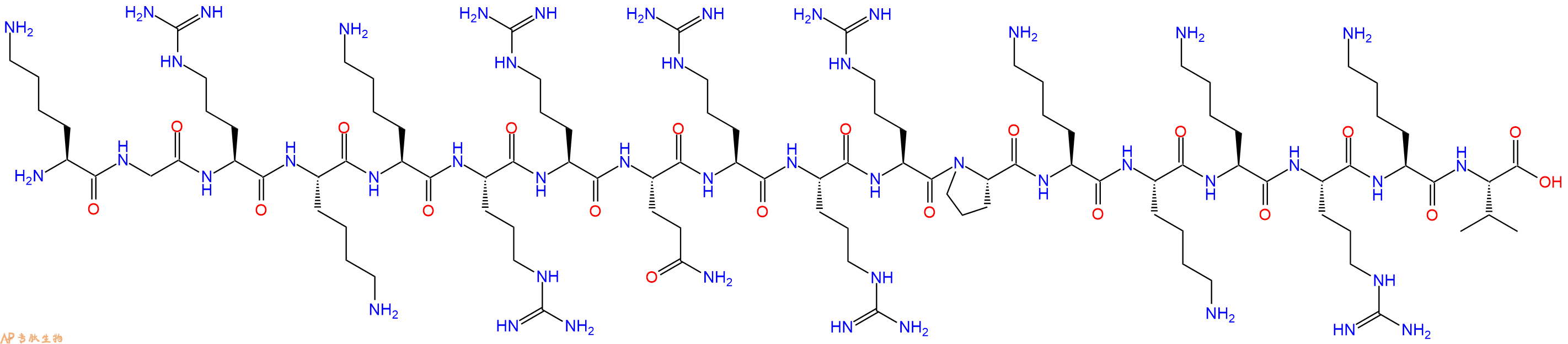 专肽生物产品H2N-Lys-Gly-Arg-Lys-Lys-Arg-Arg-Gln-Arg-Arg-Arg-Pro-Lys-Lys-Lys-Arg-Lys-Val-COOH
