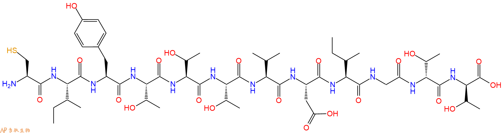 专肽生物产品H2N-Cys-Ile-Tyr-Thr-Thr-Thr-Val-Asp-Ile-Gly-DThr-DThr-COOH