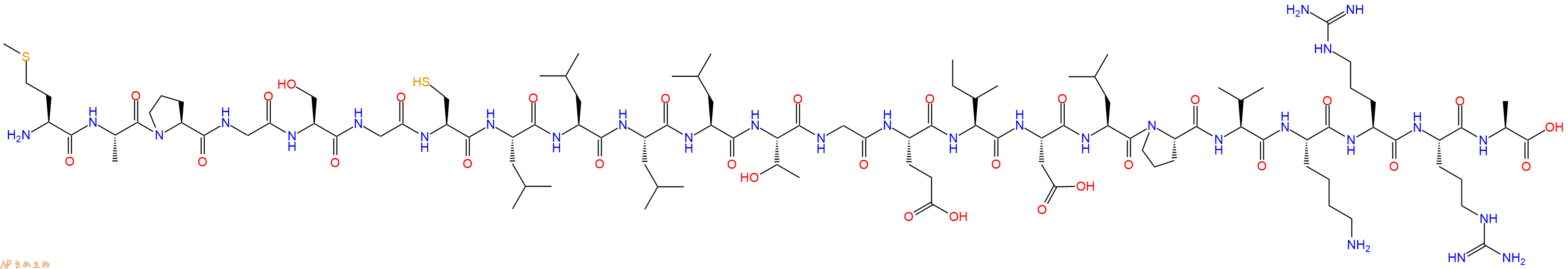 专肽生物产品H2N-Met-Ala-Pro-Gly-Ser-Gly-Cys-Leu-Leu-Leu-Leu-Thr-Gly-Glu-Ile-Asp-Leu-Pro-Val-Lys-Arg-Arg-Ala-COOH
