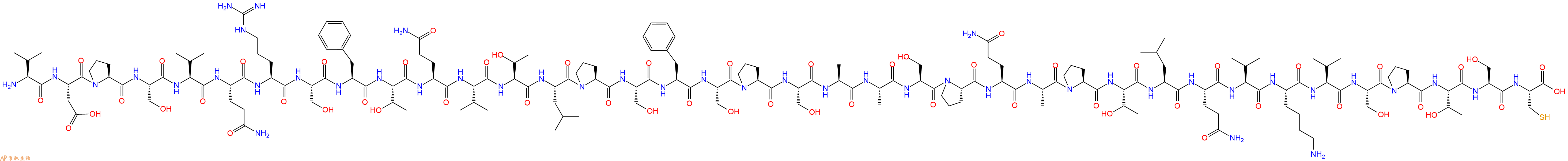 专肽生物产品H2N-Val-Asp-Pro-Ser-Val-Gln-Arg-Ser-Phe-Thr-Gln-Val-Thr-Leu-Pro-Ser-Phe-Ser-Pro-Ser-Ala-Ala-Ser-Pro-Gln-Ala-Pro-Thr-Leu-Gln-Val-Lys-Val-Ser-Pro-Thr-Ser-Cys-COOH