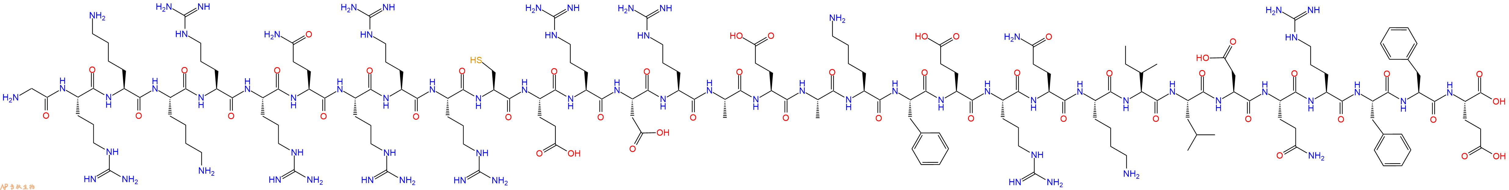 专肽生物产品H2N-Gly-Arg-Lys-Lys-Arg-Arg-Gln-Arg-Arg-Arg-Cys-Glu-Arg-Asp-Arg-Ala-Glu-Ala-Lys-Phe-Glu-Arg-Gln-Lys-Ile-Leu-Asp-Gln-Arg-Phe-Phe-Glu-COOH