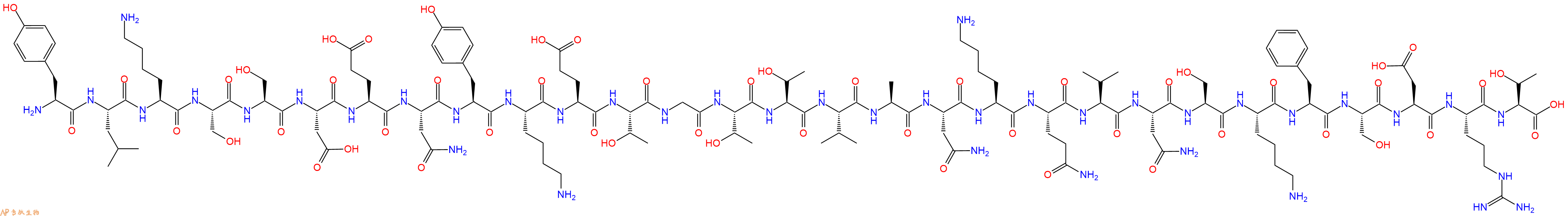 专肽生物产品H2N-Tyr-Leu-Lys-Ser-Ser-Asp-Glu-Asn-Tyr-Lys-Glu-Thr-Gly-Thr-Thr-Val-Ala-Asn-Lys-Gln-Val-Asn-Ser-Lys-Phe-Ser-Asp-Arg-Thr-COOH