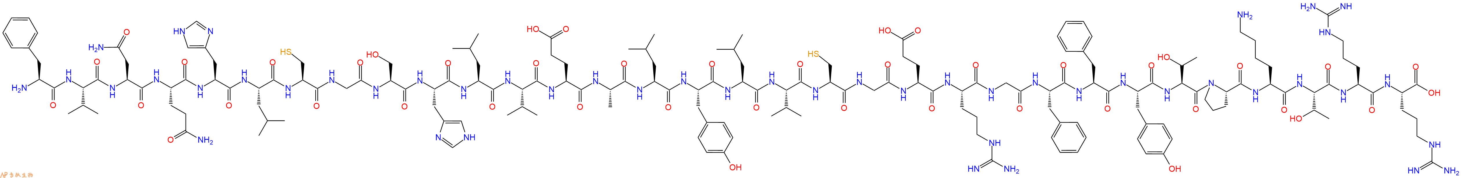 专肽生物产品H2N-Phe-Val-Asn-Gln-His-Leu-Cys-Gly-Ser-His-Leu-Val-Glu-Ala-Leu-Tyr-Leu-Val-Cys-Gly-Glu-Arg-Gly-Phe-Phe-Tyr-Thr-Pro-Lys-Thr-Arg-Arg-COOH