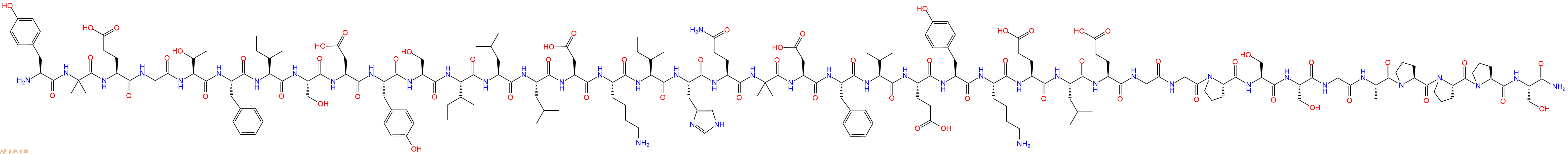 专肽生物产品H2N-Tyr-Aib-Glu-Gly-Thr-Phe-Ile-Ser-Asp-Tyr-Ser-Ile-Leu-Leu-Asp-Lys-Ile-His-Gln-Aib-Asp-Phe-Val-Glu-Tyr-Lys-Glu-Leu-Glu-Gly-Gly-Pro-Ser-Ser-Gly-Ala-Pro-Pro-Pro-Ser-NH2