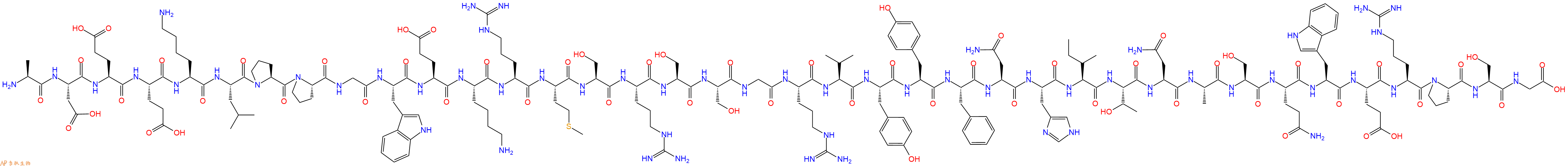 专肽生物产品H2N-Ala-Asp-Glu-Glu-Lys-Leu-Pro-Pro-Gly-Trp-Glu-Lys-Arg-Met-Ser-Arg-Ser-Ser-Gly-Arg-Val-Tyr-Tyr-Phe-Asn-His-Ile-Thr-Asn-Ala-Ser-Gln-Trp-Glu-Arg-Pro-Ser-Gly-COOH