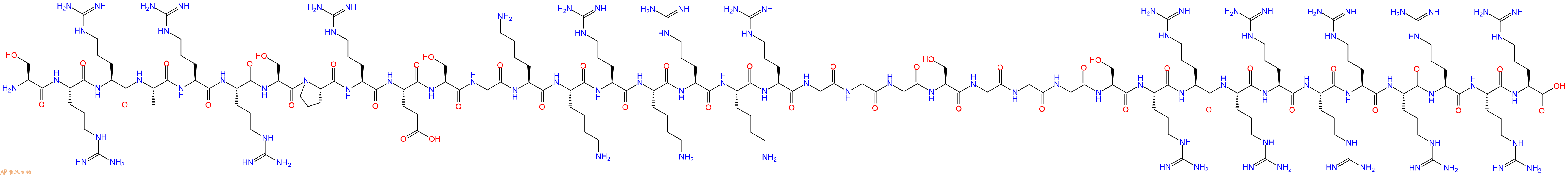 专肽生物产品H2N-Ser-Arg-Arg-Ala-Arg-Arg-Ser-Pro-Arg-Glu-Ser-Gly-Lys-Lys-Arg-Lys-Arg-Lys-Arg-Gly-Gly-Gly-Ser-Gly-Gly-Gly-Ser-Arg-Arg-Arg-Arg-Arg-Arg-Arg-Arg-Arg-Arg-COOH