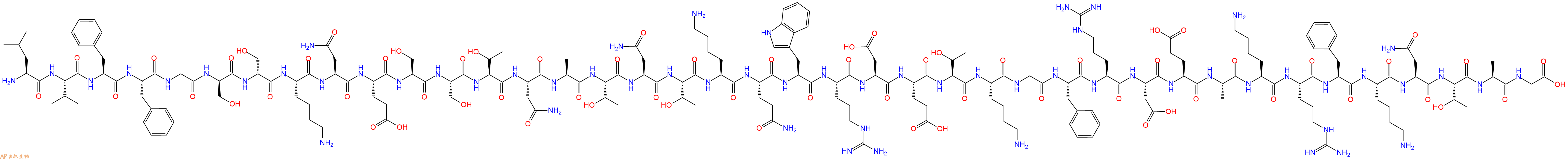 专肽生物产品H2N-Leu-Val-Phe-Phe-Gly-DSer-DSer-Lys-Asn-Glu-Ser-Ser-Thr-Asn-Ala-Thr-Asn-Thr-Lys-Gln-Trp-Arg-Asp-Glu-Thr-Lys-Gly-Phe-Arg-Asp-Glu-Ala-Lys-Arg-Phe-Lys-Asn-Thr-Ala-Gly-COOH