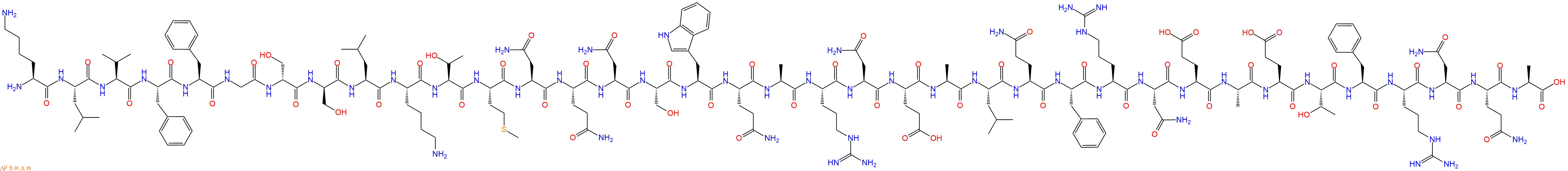 专肽生物产品H2N-Lys-Leu-Val-Phe-Phe-Gly-DSer-DSer-Leu-Lys-Thr-Met-Asn-Gln-Asn-Ser-Trp-Gln-Ala-Arg-Asn-Glu-Ala-Leu-Gln-Phe-Arg-Asn-Glu-Ala-Glu-Thr-Phe-Arg-Asn-Gln-Ala-COOH