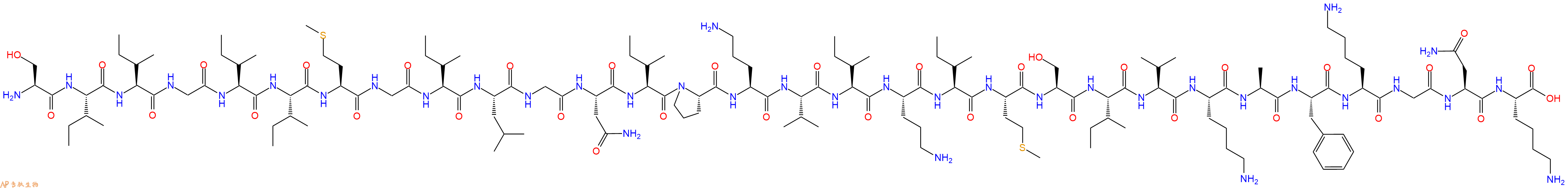 专肽生物产品H2N-Ser-Ile-Ile-Gly-Ile-Ile-Met-Gly-Ile-Leu-Gly-Asn-Ile-Pro-Orn-Val-Ile-Orn-Ile-Met-Ser-Ile-Val-Lys-Ala-Phe-Lys-Gly-Asn-Lys-COOH