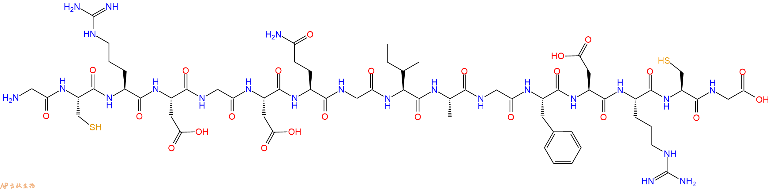 专肽生物产品H2N-Gly-Cys-Arg-Asp-Gly-Asp-Gln-Gly-Ile-Ala-Gly-Phe-Asp-Arg-Cys-Gly-COOH