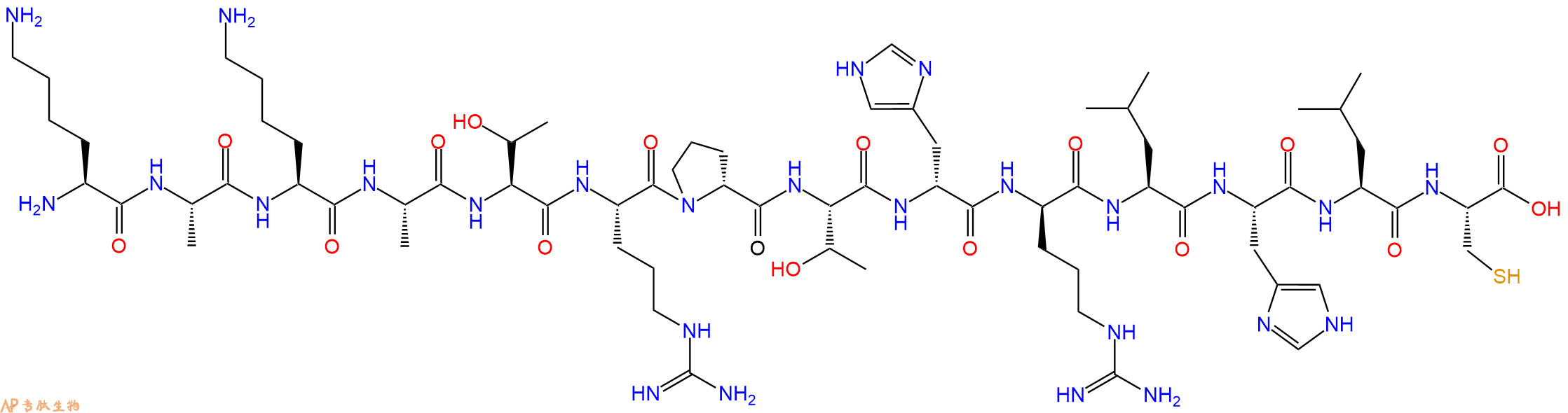 专肽生物产品H2N-Lys-Ala-Lys-Ala-Thr-Arg-DPro-Thr-DHis-DArg-Leu-His-Leu-Cys-COOH