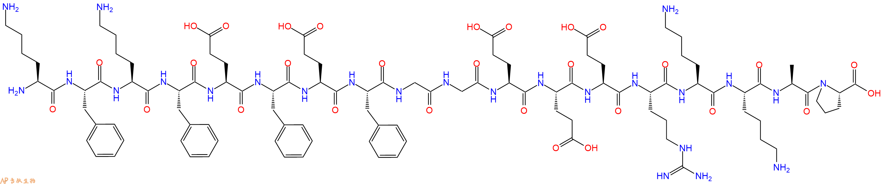 专肽生物产品H2N-Lys-Phe-Lys-Phe-Glu-Phe-Glu-Phe-Gly-Gly-Glu-Glu-Glu-Arg-Lys-Lys-Ala-Pro-COOH