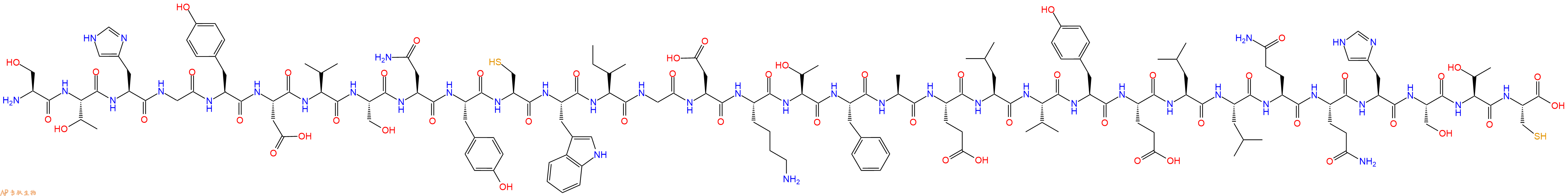 专肽生物产品H2N-Ser-Thr-His-Gly-Tyr-Asp-Val-Ser-Asn-Tyr-Cys-Trp-Ile-Gly-Asp-Lys-Thr-Phe-Ala-Glu-Leu-Val-Tyr-Glu-Leu-Leu-Gln-Gln-His-Ser-Thr-Cys-COOH