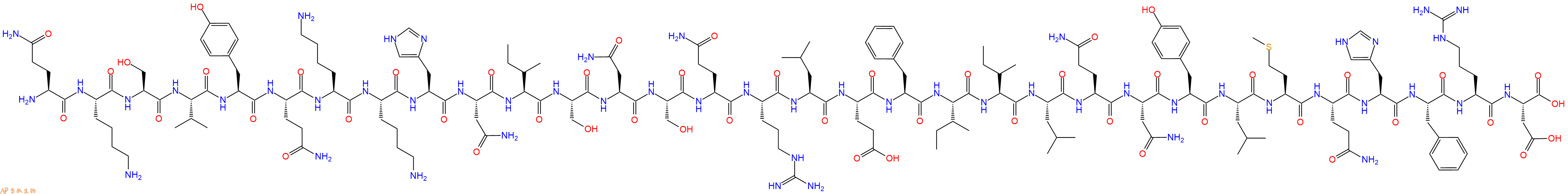 专肽生物产品H2N-Gln-Lys-Ser-Val-Tyr-Gln-Lys-Lys-His-Asn-Ile-Ser-Asn-Ser-Gln-Arg-Leu-Glu-Phe-Ile-Ile-Leu-Gln-Asn-Tyr-Leu-Met-Gln-His-Phe-Arg-Asp-COOH