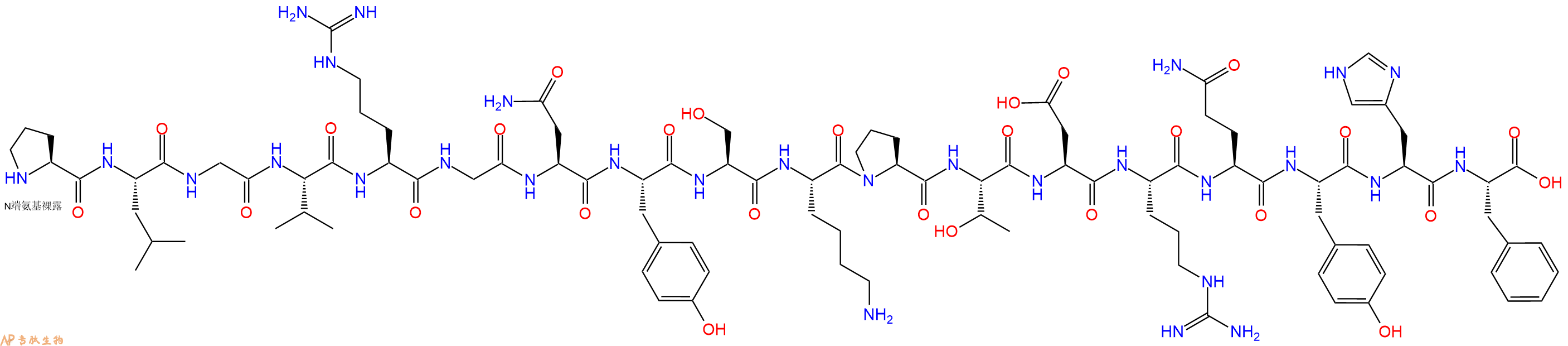 专肽生物产品H2N-Pro-Leu-Gly-Val-Arg-Gly-Asn-Tyr-Ser-Lys-Pro-Thr-Asp-Arg-Gln-Tyr-His-Phe-COOH