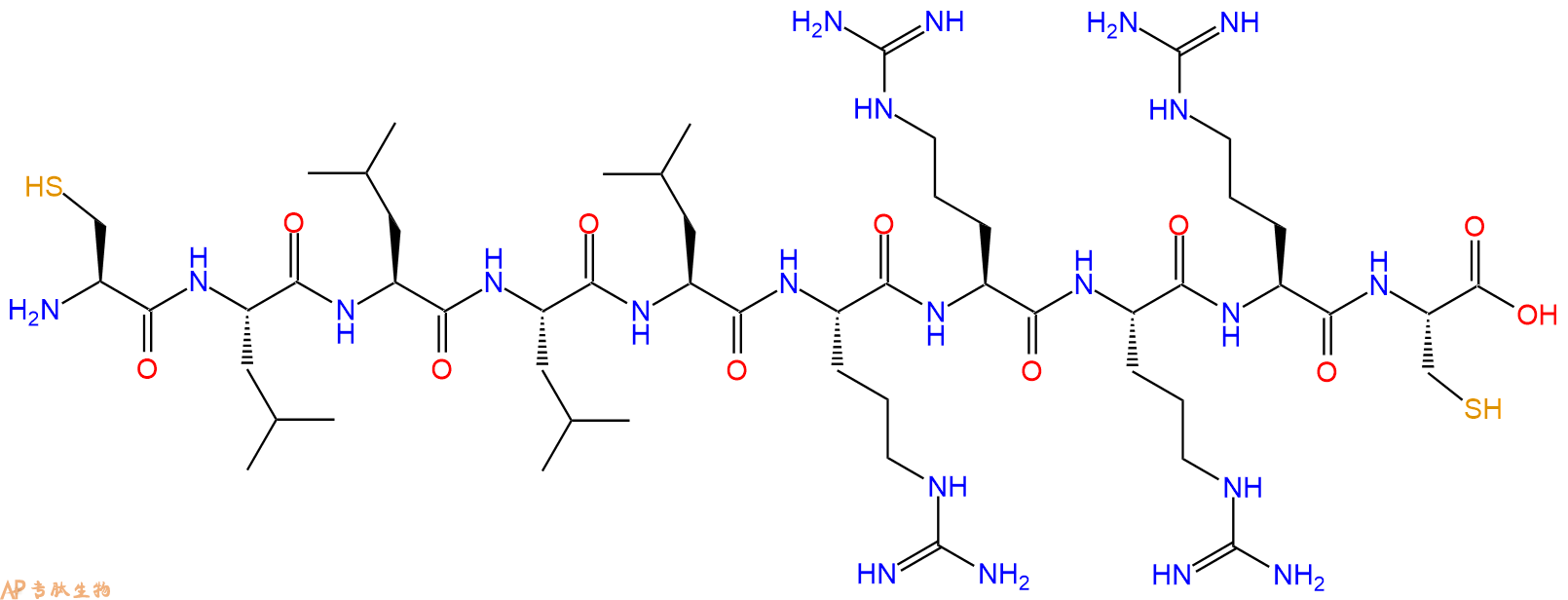 专肽生物产品H2N-Cys-Leu-Leu-Leu-Leu-Arg-Arg-Arg-Arg-Cys-COOH