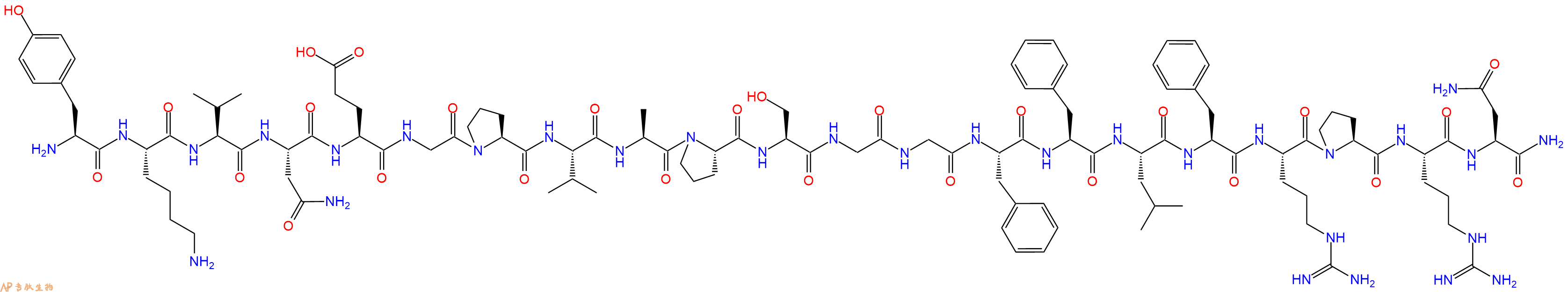 专肽生物产品H2N-Tyr-Lys-Val-Asn-Glu-Gly-Pro-Val-Ala-Pro-Ser-Gly-Gly-Phe-Phe-Leu-Phe-Arg-Pro-Arg-Asn-NH2