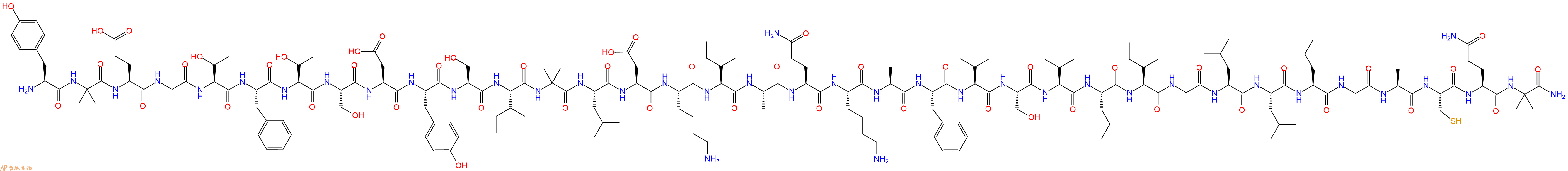 专肽生物产品H2N-Tyr-Aib-Glu-Gly-Thr-Phe-Thr-Ser-Asp-Tyr-Ser-Ile-Aib-Leu-Asp-Lys-Ile-Ala-Gln-Lys-Ala-Phe-Val-Ser-Val-Leu-Ile-Gly-Leu-Leu-Leu-Gly-Ala-Cys-Gln-Aib-NH2