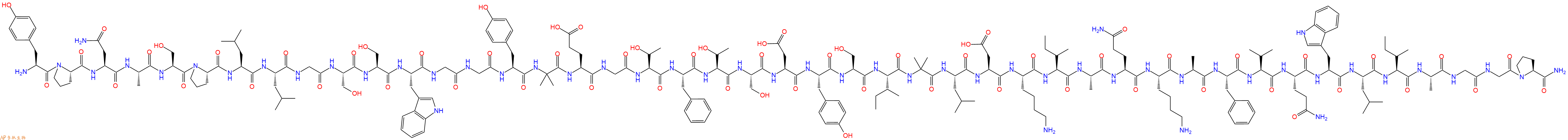 专肽生物产品H2N-Tyr-Pro-Asn-Ala-Ser-Pro-Leu-Leu-Gly-Ser-Ser-Trp-Gly-Gly-Tyr-Aib-Glu-Gly-Thr-Phe-Thr-Ser-Asp-Tyr-Ser-Ile-Aib-Leu-Asp-Lys-Ile-Ala-Gln-Lys-Ala-Phe-Val-Gln-Trp-Leu-Ile-Ala-Gly-Gly-Pro-NH2