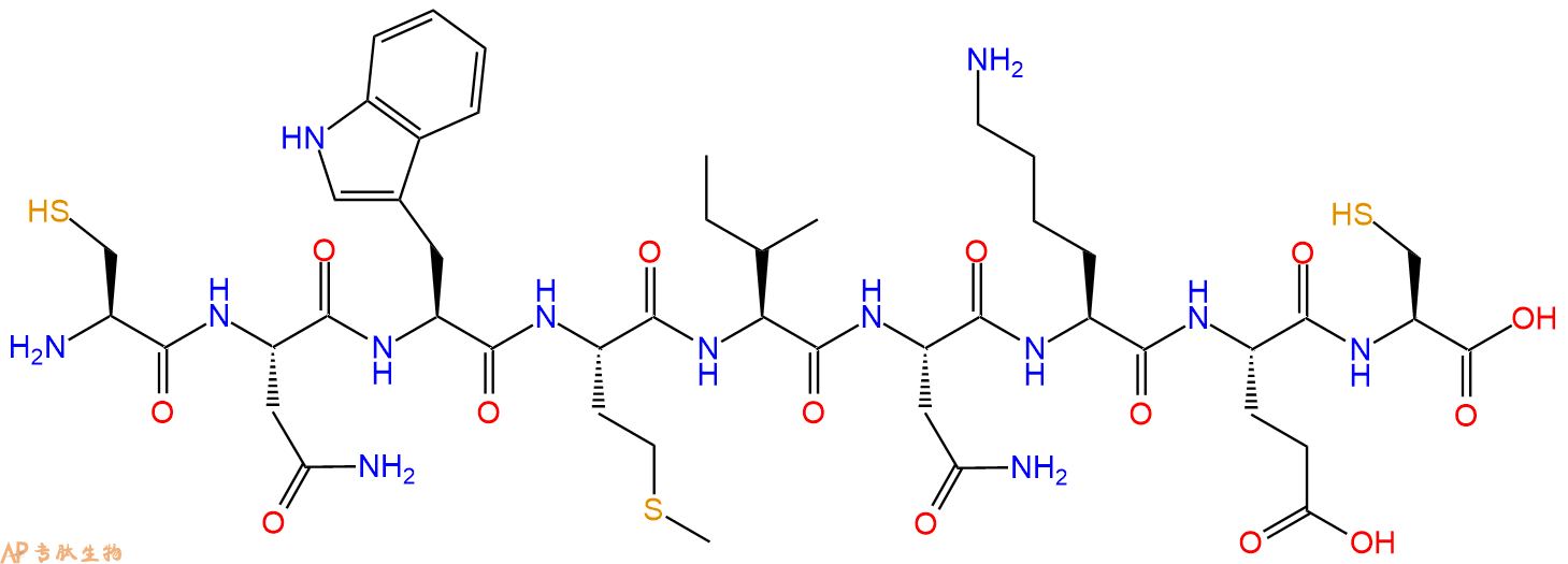 专肽生物产品H2N-Cys-Asn-Trp-Met-Ile-Asn-Lys-Glu-Cys-COOH