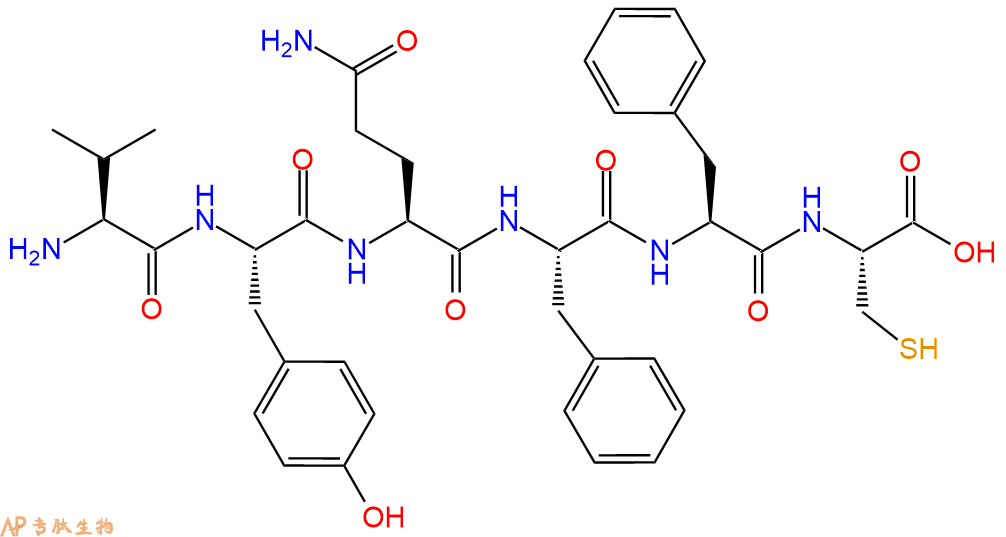 专肽生物产品H2N-Val-Tyr-Gln-Phe-Phe-Cys-COOH