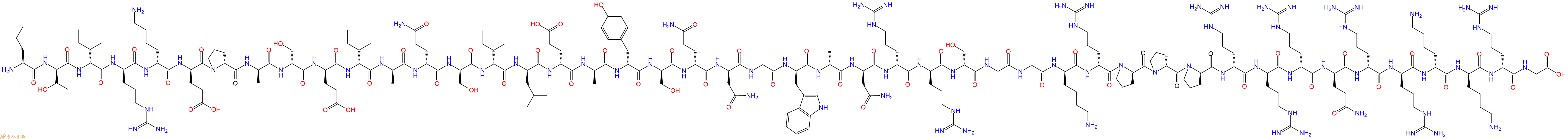 专肽生物产品H2N-Leu-DThr-DIle-DArg-DLys-DGlu-DPro-DAla-DSer-DGlu-DIle-DAla-DGln-DSer-DIle-DLeu-DGlu-DAla-DTyr-DSer-DGln-DAsn-Gly-DTrp-DAla-DAsn-DArg-DArg-DSer-Gly-Gly-DLys-DArg-DPro-DPro-DPro-DArg-DArg-DArg-DGln-DArg-DArg-DLys-DLys-DArg-Gly-COOH