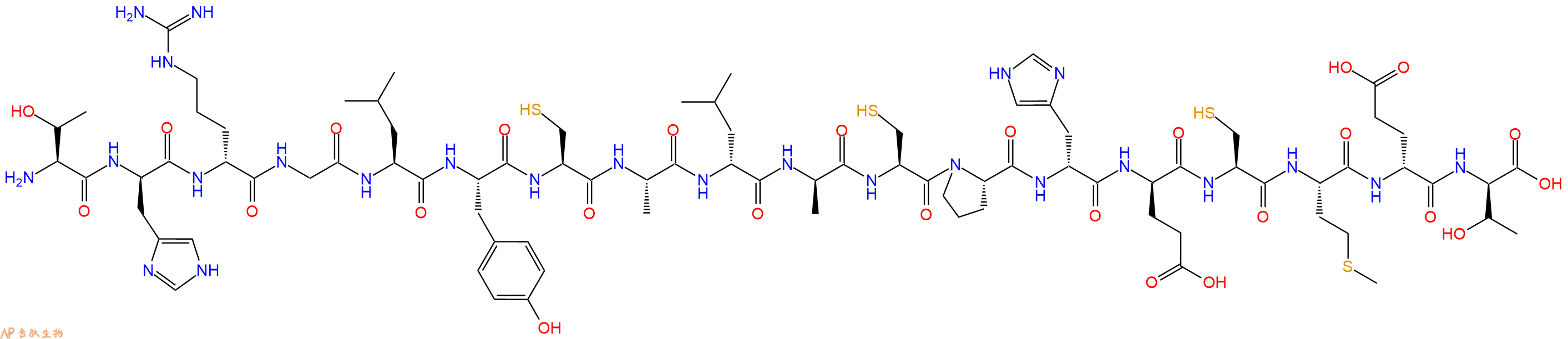 专肽生物产品H2N-Thr-DHis-DArg-Gly-Leu-Tyr-Cys-Ala-DLeu-DAla-Cys-Pro-DHis-DGlu-Cys-Met-DGlu-DThr-COOH