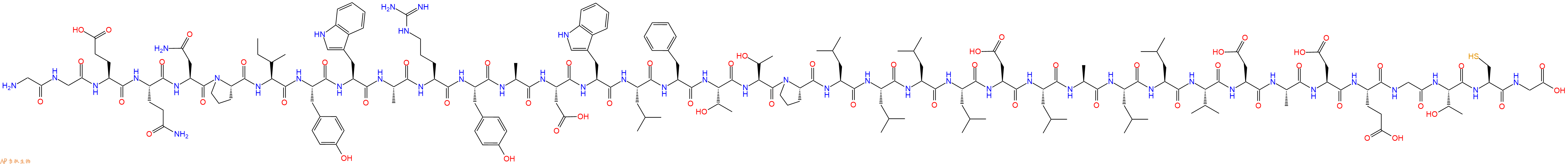 专肽生物产品H2N-Gly-Gly-Glu-Gln-Asn-Pro-Ile-Tyr-Trp-Ala-Arg-Tyr-Ala-Asp-Trp-Leu-Phe-Thr-Thr-Pro-Leu-Leu-Leu-Leu-Asp-Leu-Ala-Leu-Leu-Val-Asp-Ala-Asp-Glu-Gly-Thr-Cys-Gly-COOH