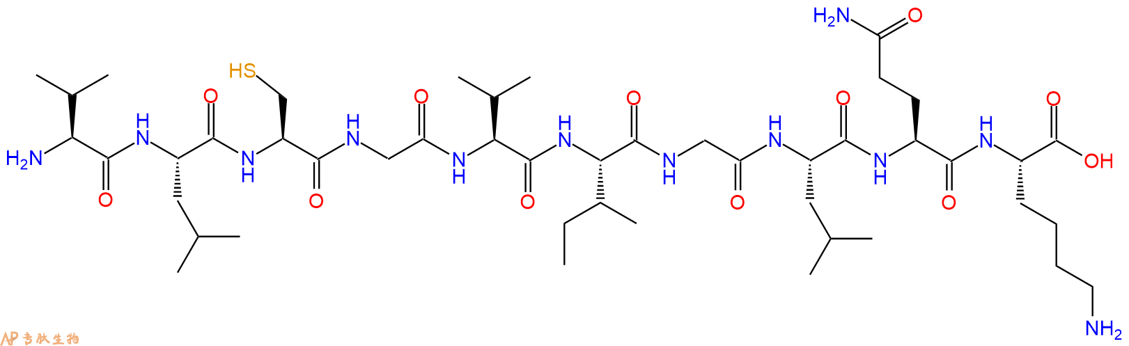 专肽生物产品H2N-Val-Leu-Cys-Gly-Val-Ile-Gly-Leu-Gln-Lys-COOH