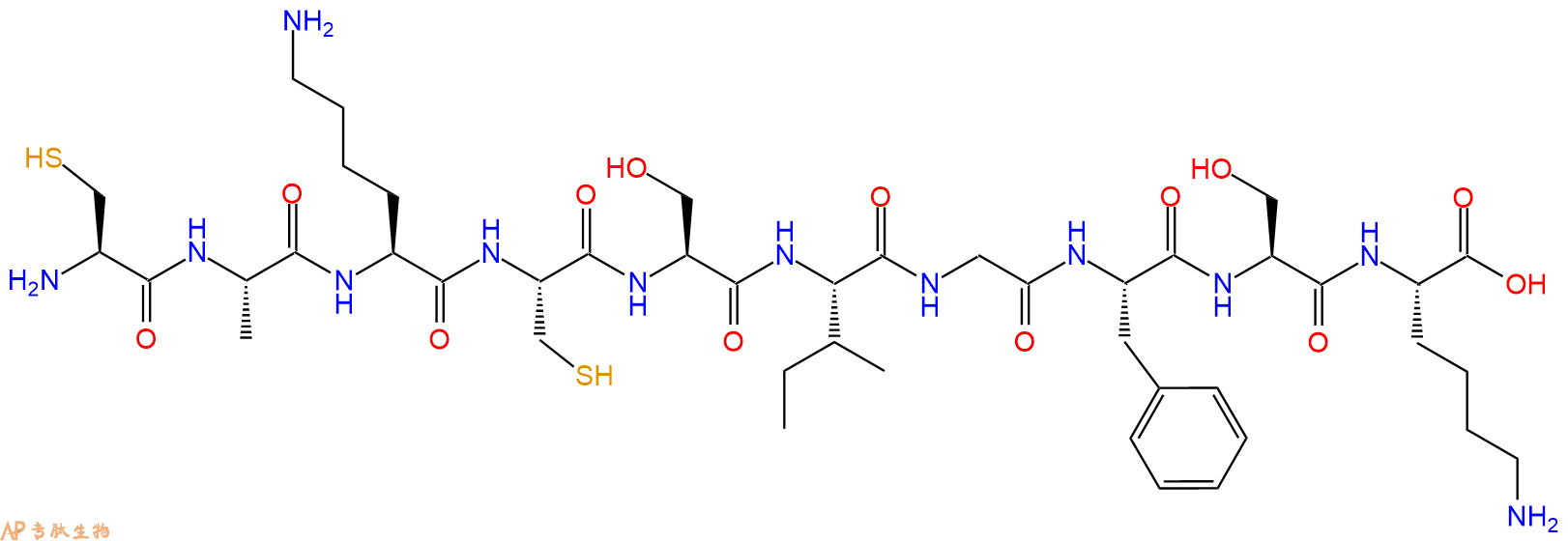 专肽生物产品H2N-Cys-Ala-Lys-Cys-Ser-Ile-Gly-Phe-Ser-Lys-COOH