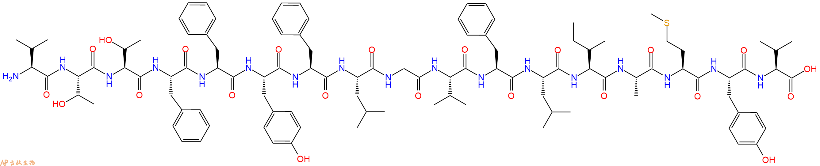 专肽生物产品H2N-Val-Thr-Thr-Phe-Phe-Tyr-Phe-Leu-Gly-Val-Phe-Leu-Ile-Ala-Met-Tyr-Val-COOH