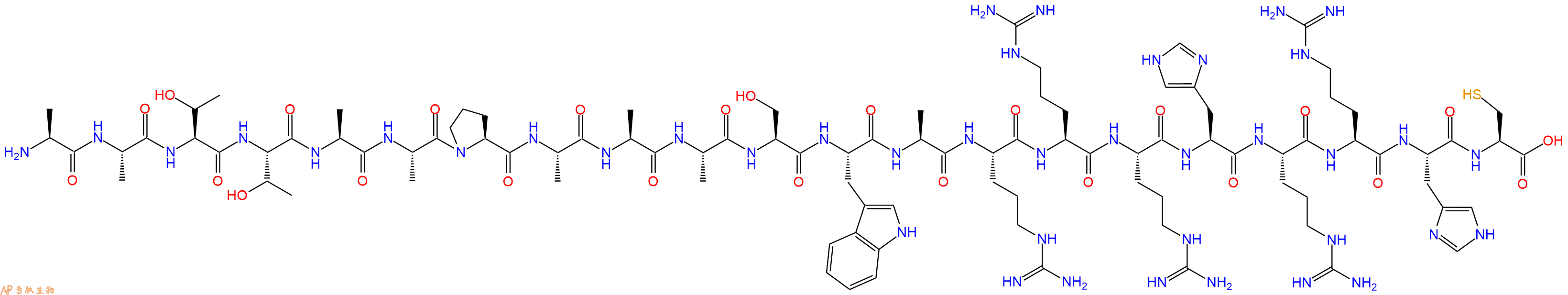 专肽生物产品H2N-Ala-Ala-Thr-Thr-Ala-Ala-Pro-Ala-Ala-Ala-Ser-Trp-Ala-Arg-Arg-Arg-His-Arg-Arg-His-Cys-COOH