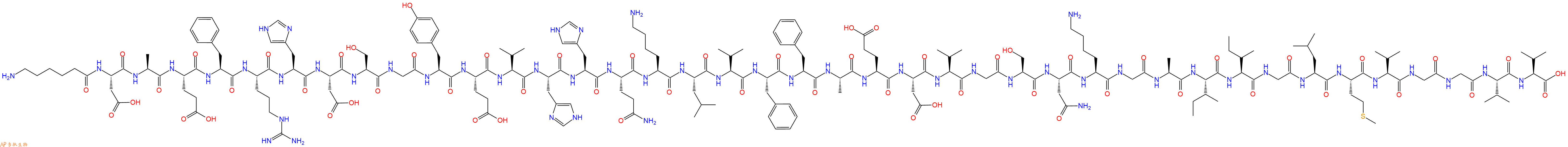 专肽生物产品H2N-Ahx-Asp-Ala-Glu-Phe-Arg-His-Asp-Ser-Gly-Tyr-Glu-Val-His-His-Gln-Lys-Leu-Val-Phe-Phe-Ala-Glu-Asp-Val-Gly-Ser-Asn-Lys-Gly-Ala-Ile-Ile-Gly-Leu-Met-Val-Gly-Gly-Val-Val-COOH
