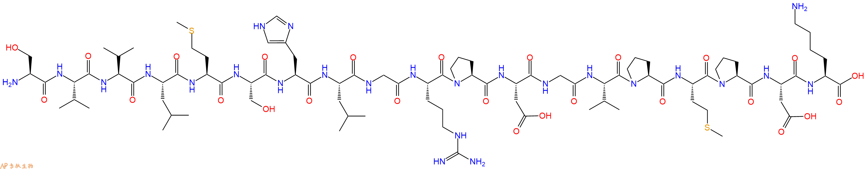 专肽生物产品H2N-Ser-Val-Val-Leu-Met-Ser-His-Leu-Gly-Arg-Pro-Asp-Gly-Val-Pro-Met-Pro-Asp-Lys-COOH