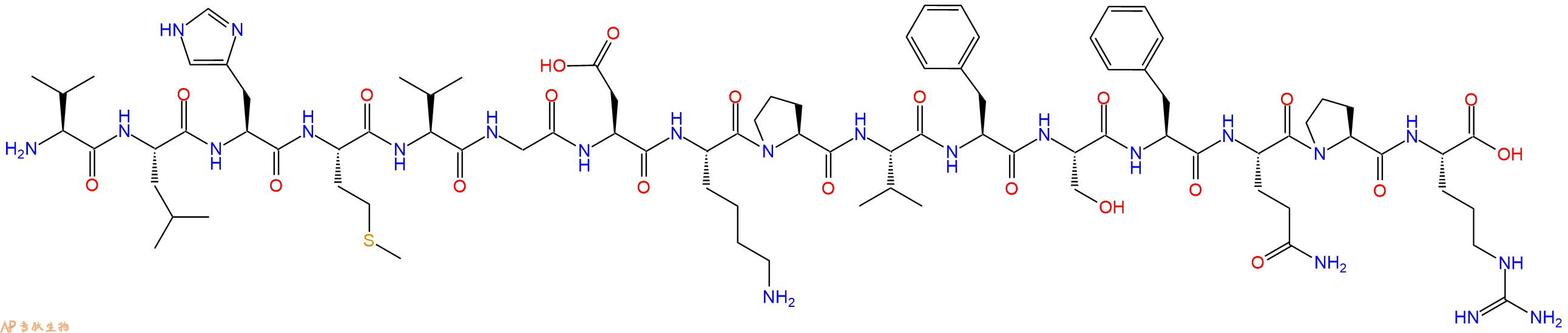 专肽生物产品H2N-Val-Leu-His-Met-Val-Gly-Asp-Lys-Pro-Val-Phe-Ser-Phe-Gln-Pro-Arg-COOH