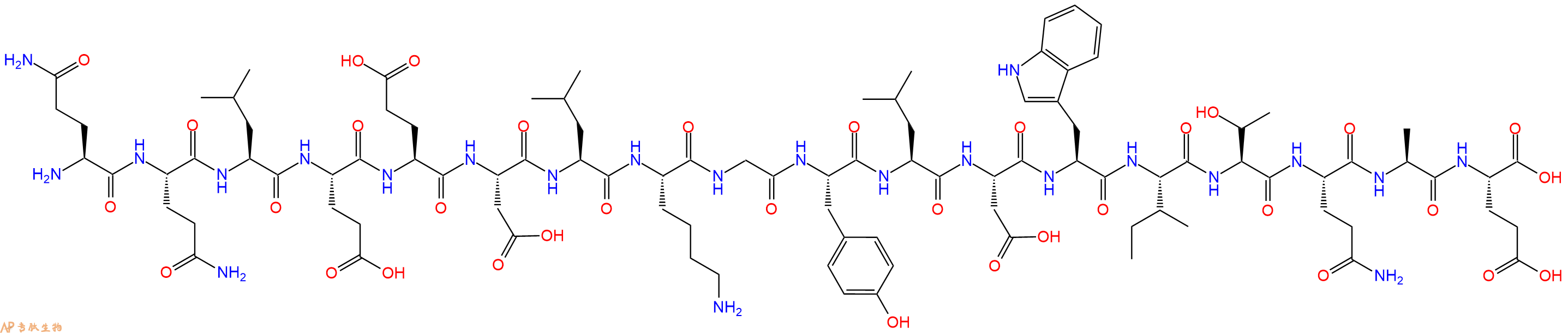 专肽生物产品H2N-Gln-Gln-Leu-Glu-Glu-Asp-Leu-Lys-Gly-Tyr-Leu-Asp-Trp-Ile-Thr-Gln-Ala-Glu-COOH