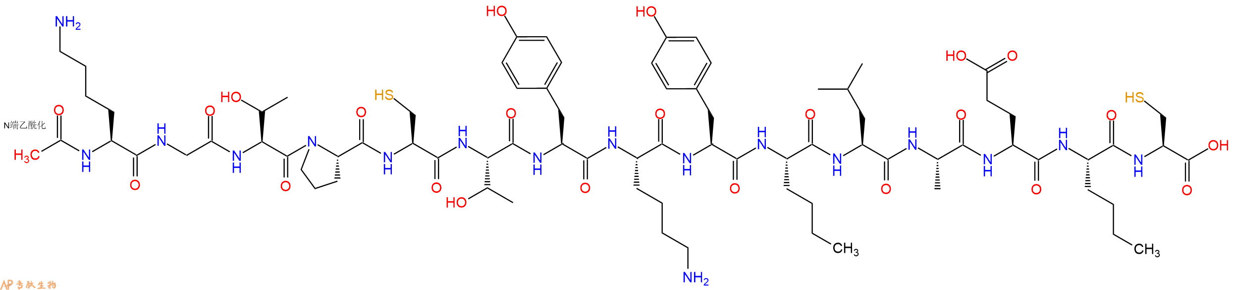 专肽生物产品Ac-Lys-Gly-Thr-Pro-Cys-Thr-Tyr-Lys-Tyr-Nle-Leu-Ala-Glu-Nle-Cys-COOH