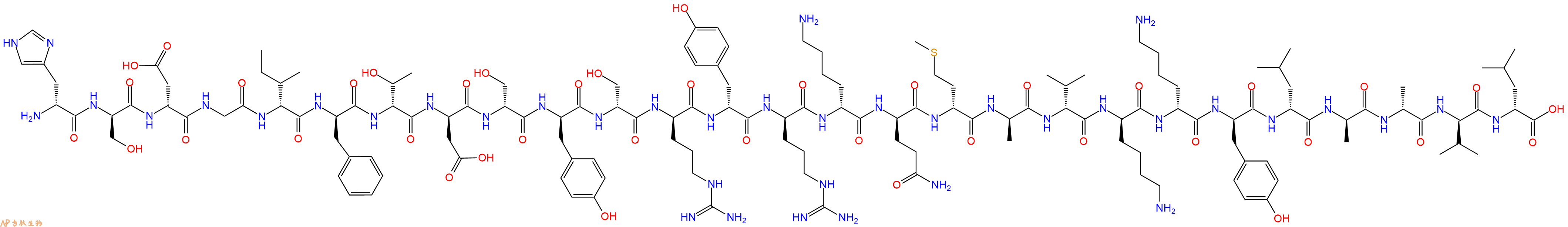 专肽生物产品H2N-DHis-DSer-DAsp-Gly-DIle-DPhe-DThr-DAsp-DSer-DTyr-DSer-DArg-DTyr-DArg-DLys-DGln-DMet-DAla-DVal-DLys-DLys-DTyr-DLeu-DAla-DAla-DVal-DLeu-COOH