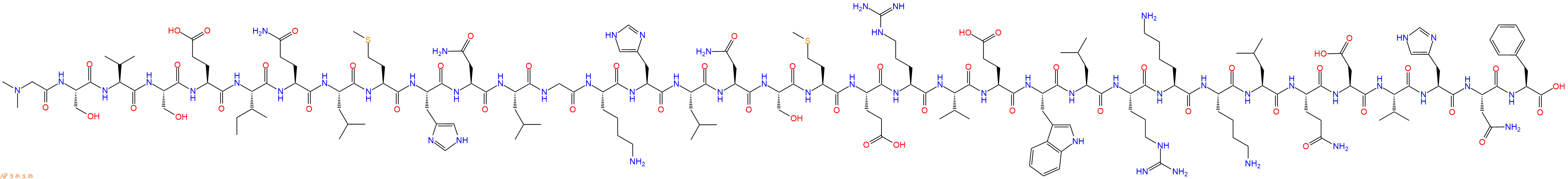 专肽生物产品H2N-Sar-Ser-Val-Ser-Glu-Ile-Gln-Leu-Met-His-Asn-Leu-Gly-Lys-His-Leu-Asn-Ser-Met-Glu-Arg-Val-Glu-Trp-Leu-Arg-Lys-Lys-Leu-Gln-Asp-Val-His-Asn-Phe-COOH