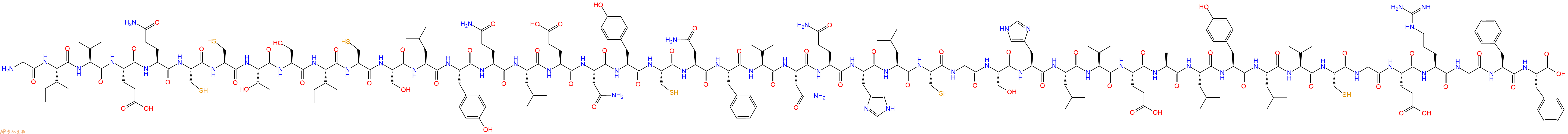 专肽生物产品H2N-Gly-Ile-Val-Glu-Gln-Cys-Cys-Thr-Ser-Ile-Cys-Ser-Leu-Tyr-Gln-Leu-Glu-Asn-Tyr-Cys-Asn-Phe-Val-Asn-Gln-His-Leu-Cys-Gly-Ser-His-Leu-Val-Glu-Ala-Leu-Tyr-Leu-Val-Cys-Gly-Glu-Arg-Gly-Phe-Phe-COOH