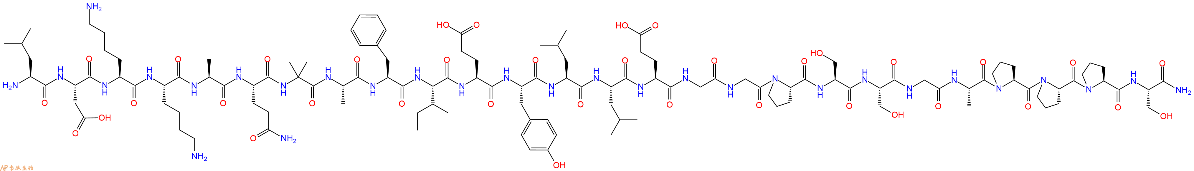 专肽生物产品H2N-Leu-Asp-Lys-Lys-Ala-Gln-Aib-Ala-Phe-Ile-Glu-Tyr-Leu-Leu-Glu-Gly-Gly-Pro-Ser-Ser-Gly-Ala-Pro-Pro-Pro-Ser-NH2