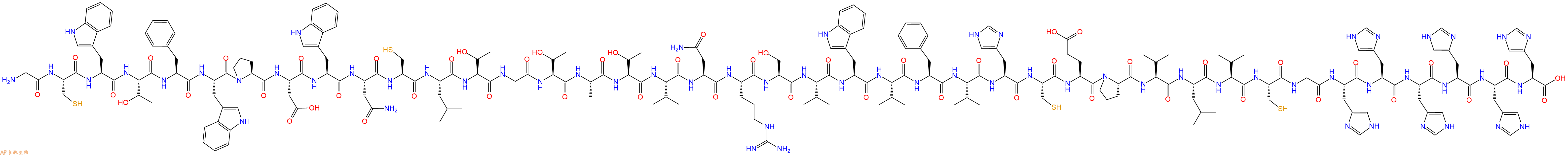 专肽生物产品H2N-Gly-Cys-Trp-Thr-Phe-Trp-Pro-Asp-Trp-Asn-Cys-Leu-Thr-Gly-Thr-Ala-Thr-Val-Asn-Arg-Ser-Val-Trp-Val-Phe-Val-His-Cys-Glu-Pro-Val-Leu-Val-Cys-Gly-His-His-His-His-His-His-COOH