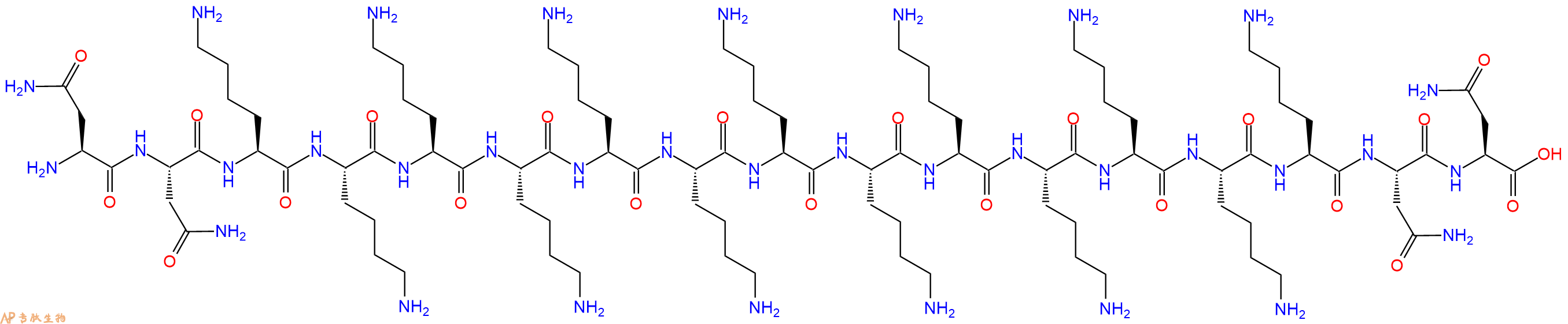 专肽生物产品H2N-Asn-Asn-Lys-Lys-Lys-Lys-Lys-Lys-Lys-Lys-Lys-Lys-Lys-Lys-Lys-Asn-Asn-COOH