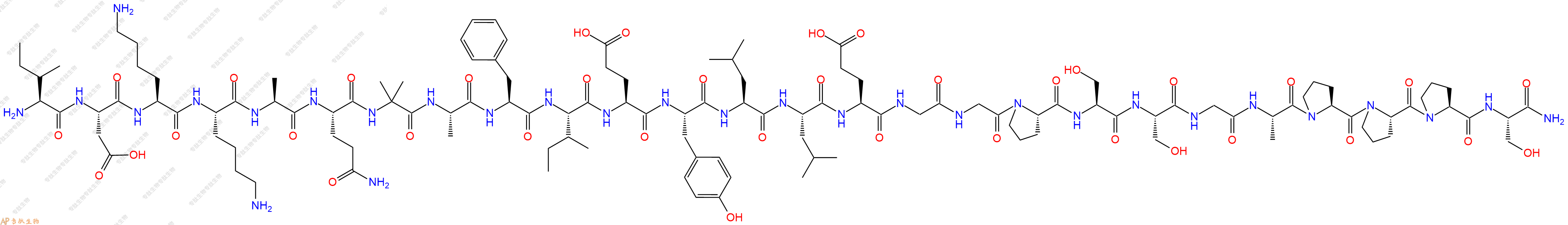 专肽生物产品H2N-Ile-Asp-Lys-Lys-Ala-Gln-Aib-Ala-Phe-Ile-Glu-Tyr-Leu-Leu-Glu-Gly-Gly-Pro-Ser-Ser-Gly-Ala-Pro-Pro-Pro-Ser-NH2