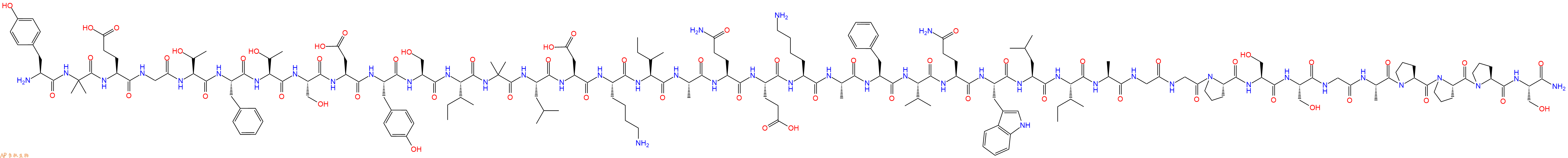 专肽生物产品H2N-Tyr-Aib-Glu-Gly-Thr-Phe-Thr-Ser-Asp-Tyr-Ser-Ile-Aib-Leu-Asp-Lys-Ile-Ala-Gln-Glu-Lys-Ala-Phe-Val-Gln-Trp-Leu-Ile-Ala-Gly-Gly-Pro-Ser-Ser-Gly-Ala-Pro-Pro-Pro-Ser-NH2
