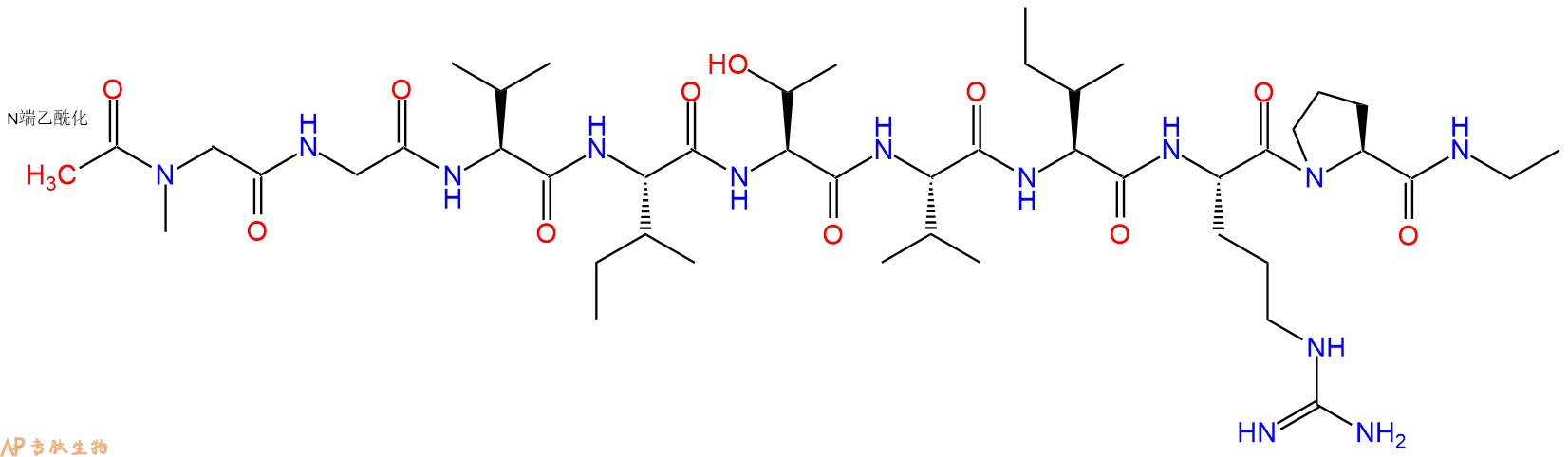 专肽生物产品Ac-Sar-Gly-Val-Ile-Thr-Val-Ile-Arg-Pro-NHEt