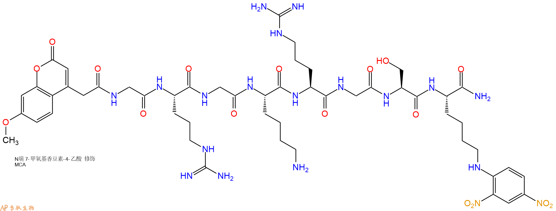 专肽生物产品MCA-Gly-Arg-Gly-Lys-Arg-Gly-Ser-Lys(Dnp)-NH2