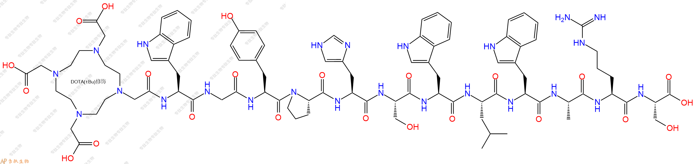 专肽生物产品DOTA-Trp-Gly-Tyr-Pro-His-Ser-Trp-Leu-Trp-Ala-Arg-Ser-COOH